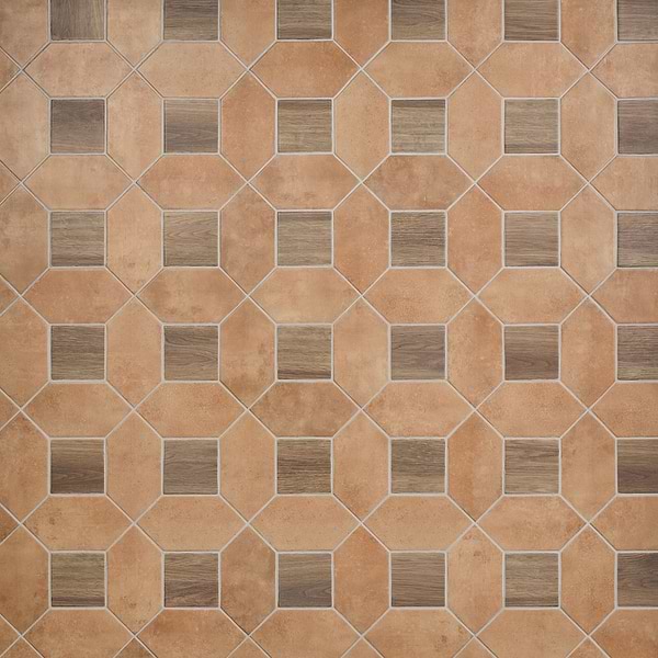 Morocco Terracotta 4x8 Picket and Willow Brown 4x4 Square Matte Porcelain Tile