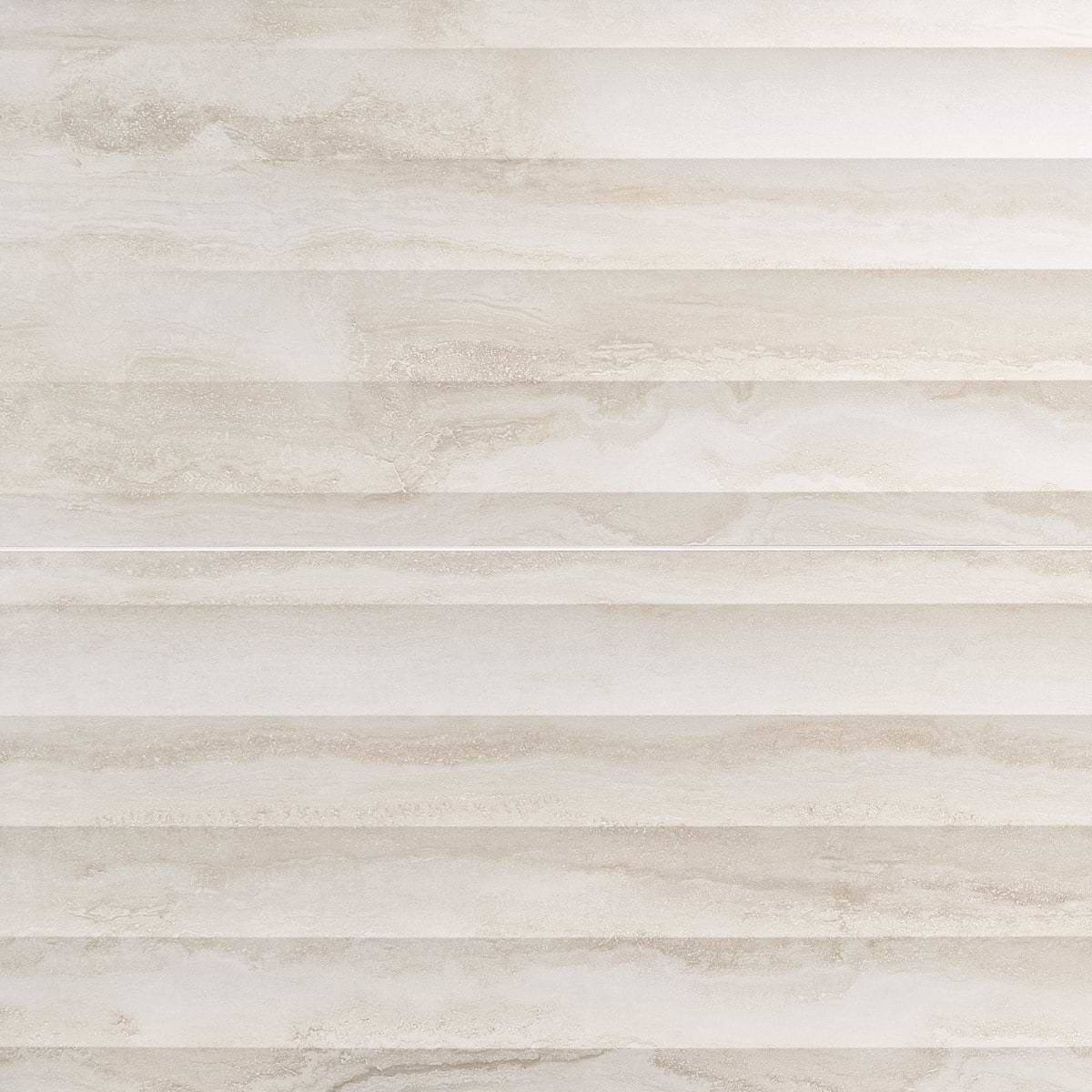 Lumar Waves Travertino Bianco Warm White 24x48 3D Travertine Look Matte Porcelain Tile
