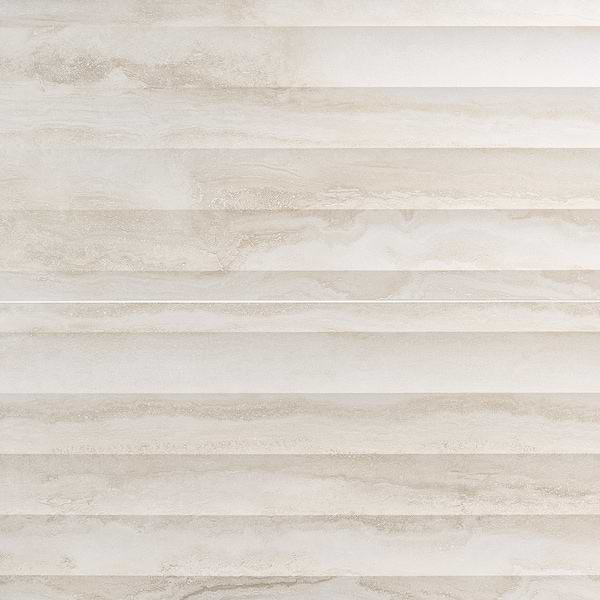 Lumar Waves Travertino Bianco Warm White 24x48 3D Travertine Look Matte Porcelain Tile