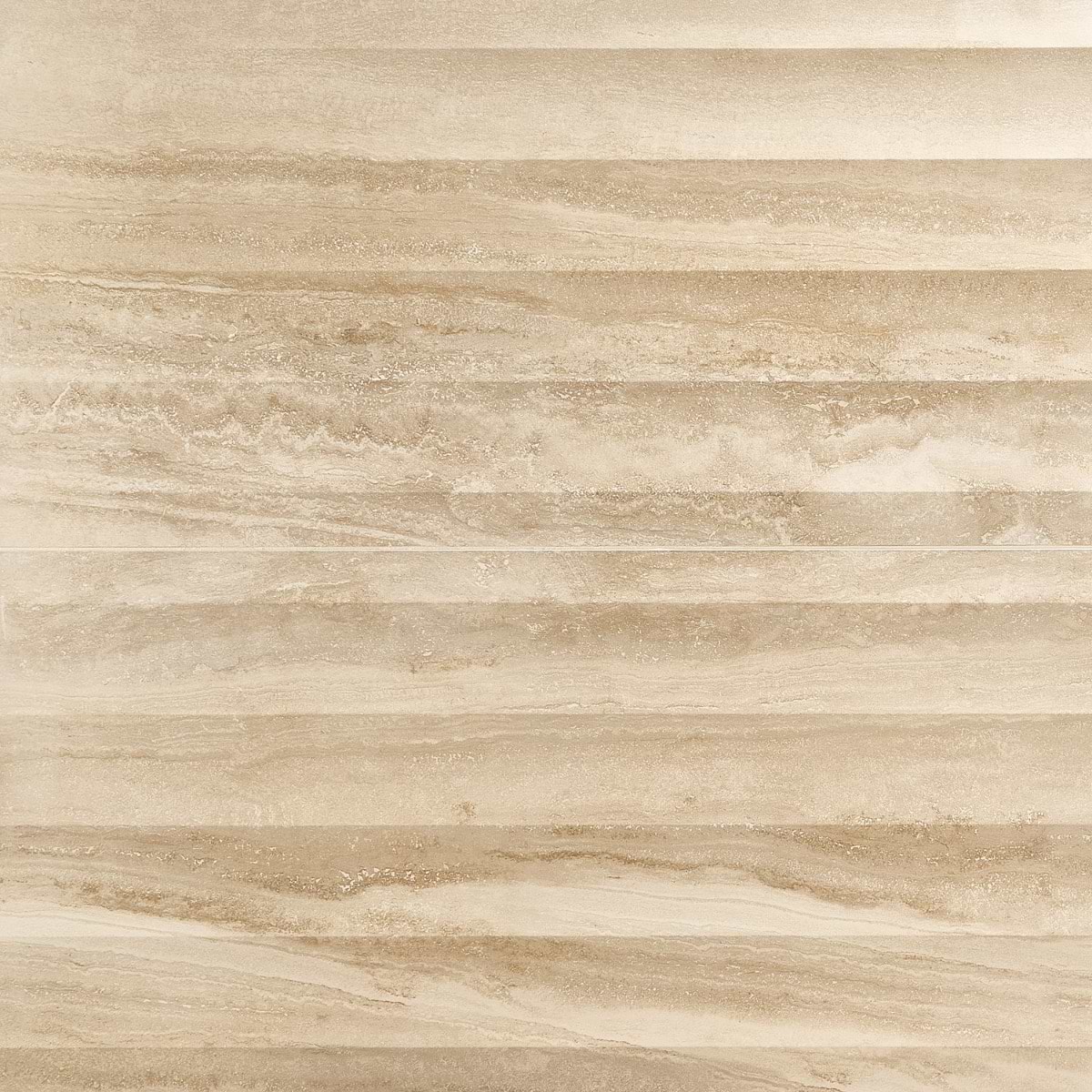 Lumar Waves Travertino Crema Beige 24x48 3D Travertine Look Matte Porcelain Tile