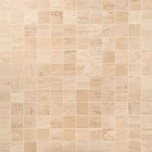 Classic Travertine Premium 4x4 Filled Brushed Vein Cut Tile