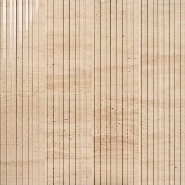 Stonework Barcode Ivory Travertine Premium 12x24 3D Vein Cut Polished + Honed Tile