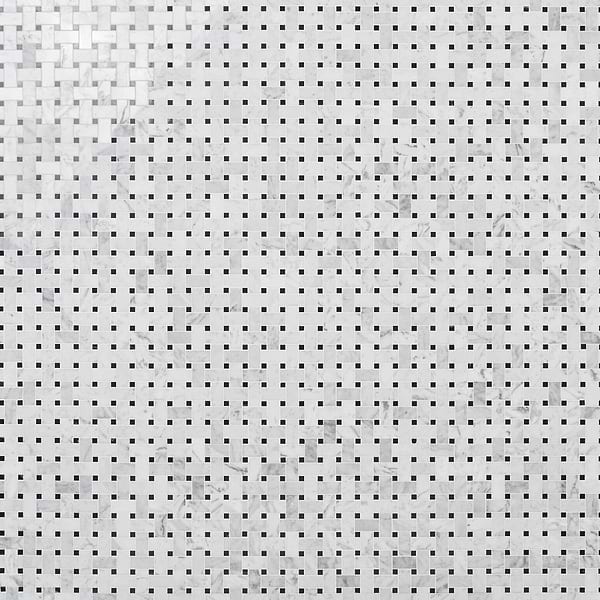 Trenza Basket Weave Carrara Marble Polished Mosaic Tile