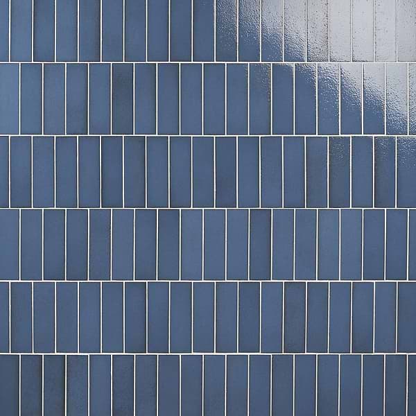 Color One Steel Blue 2x8 Glossy Lava Stone Tile