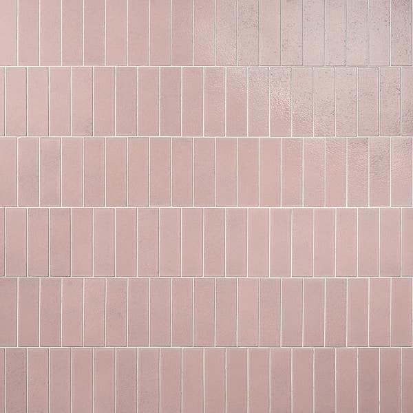 Color One Blush Pink 2x8 Glossy Lava Stone Tile 