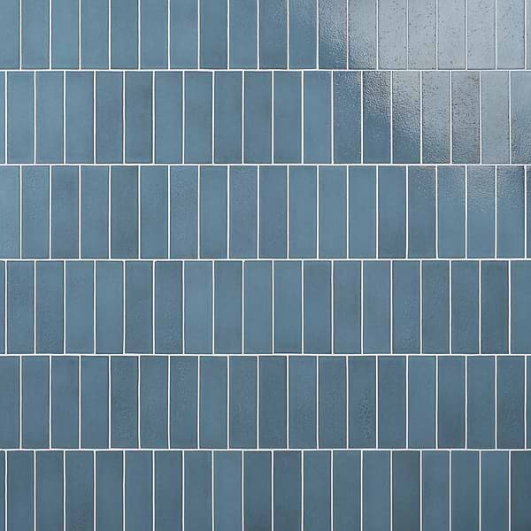 Color One Turquoise Blue 2x8 Glossy Lava Stone Tile