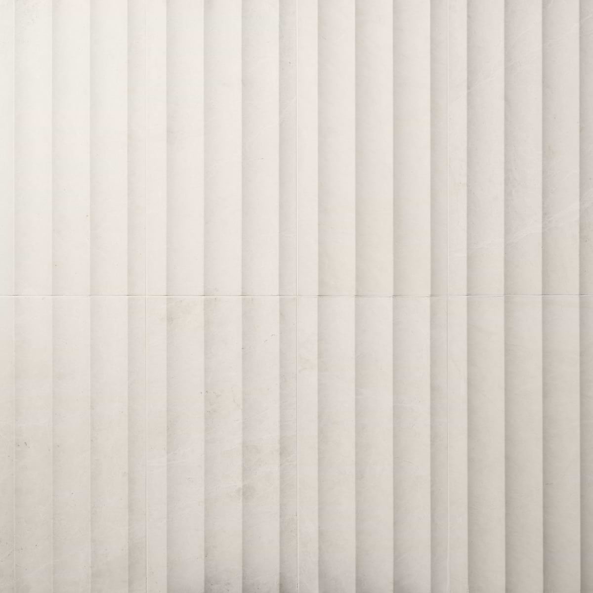 Stonework Fluted Vanilla Warm White 12x24 3D Honed Marble Tile