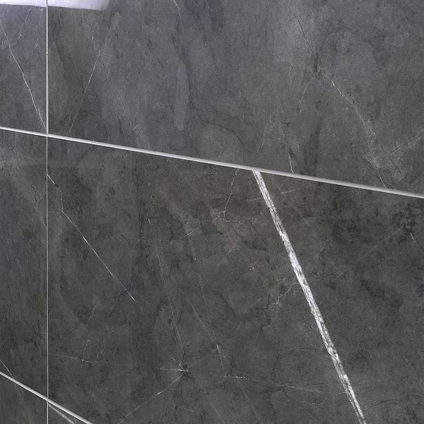 Marble Tech Amani Grey 12x24 Polished Marble Look Porcelain Tile 
