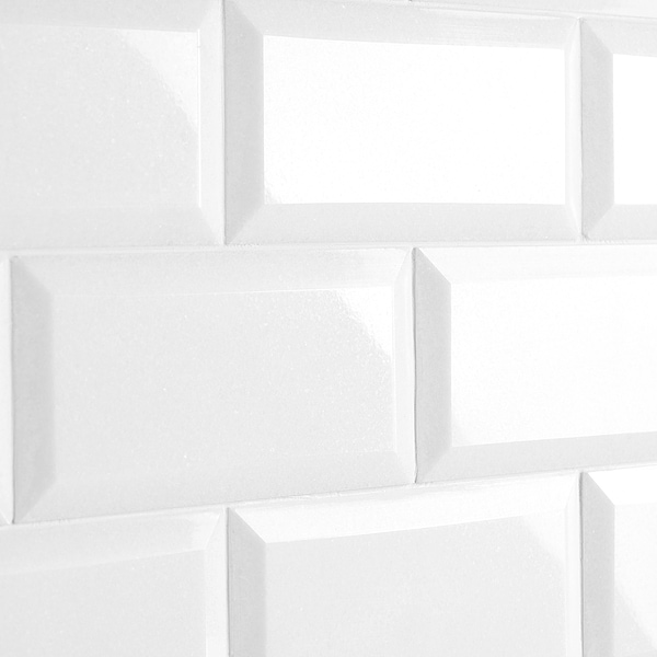 White Thassos 3x6 Beveled Polished Marble Subway Tile