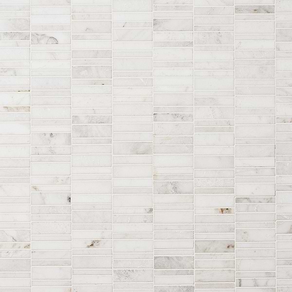 Alaska White Waterfall Polished Marble Bricks Mosaic Tile