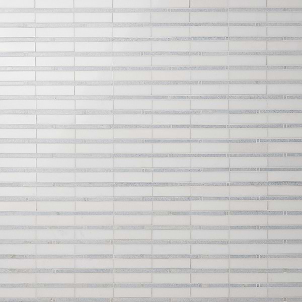 Rattan White Thassos & Blue Celeste 1x4 Polished Marble Mosaic Tile