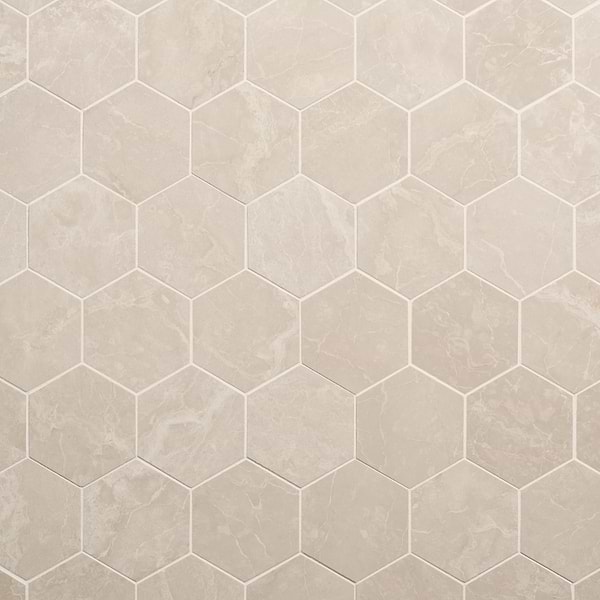 Botticino Extra Light Beige 4” Hexagon Polished Marble Mosaic Tile