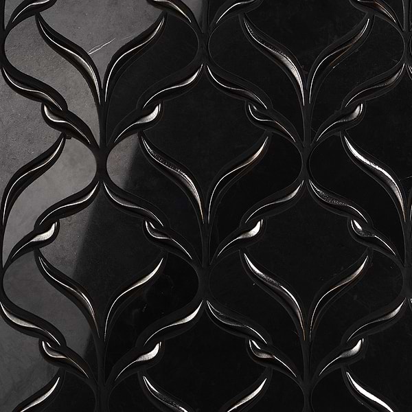 Valentina Black Jade Polished Marble Mosaic Tile