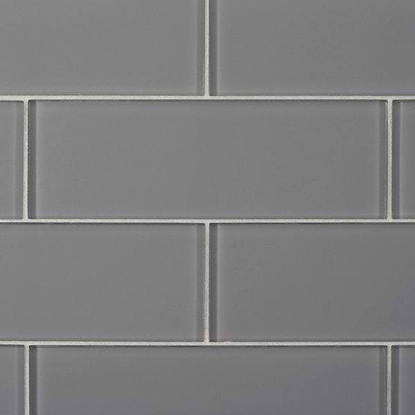 Loft Ash Gray 4x12 Polished Glass Subway Wall Tile