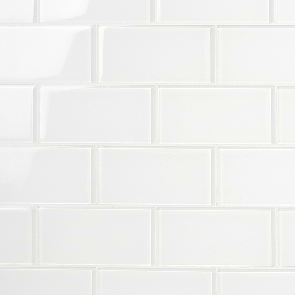 Loft Super White 3x6 Polished Glass Subway Wall Tile