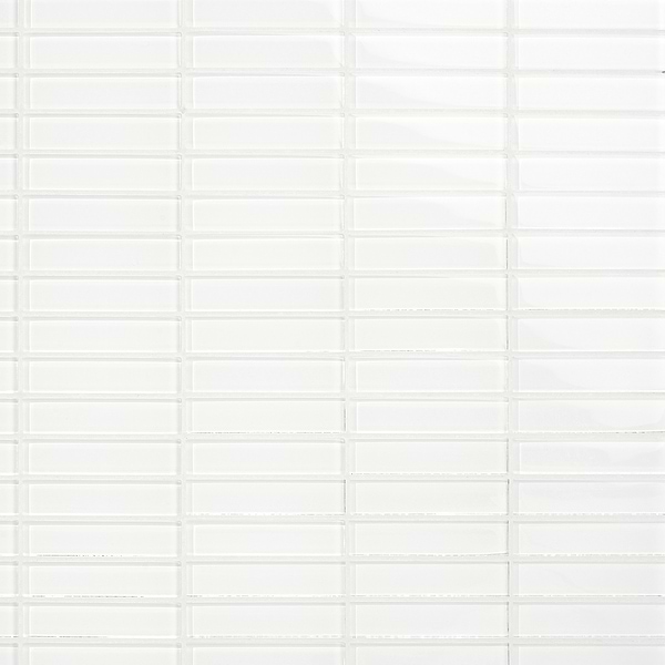 Loft Super White 1x4 Polished Glass Brick Mosaic Tile