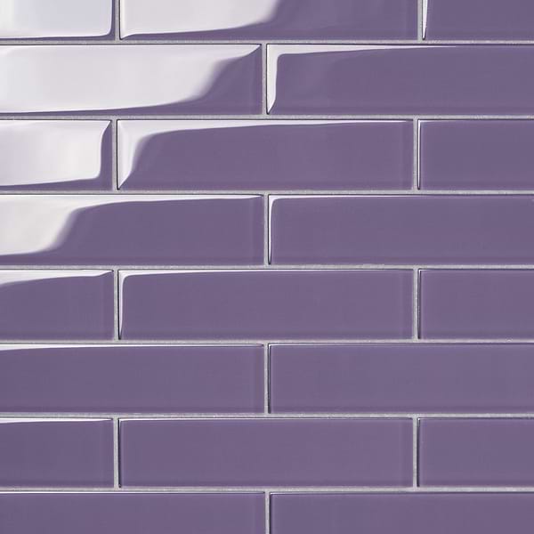 Loft Lilac Purple 2x8 Polished Glass Subway Tile