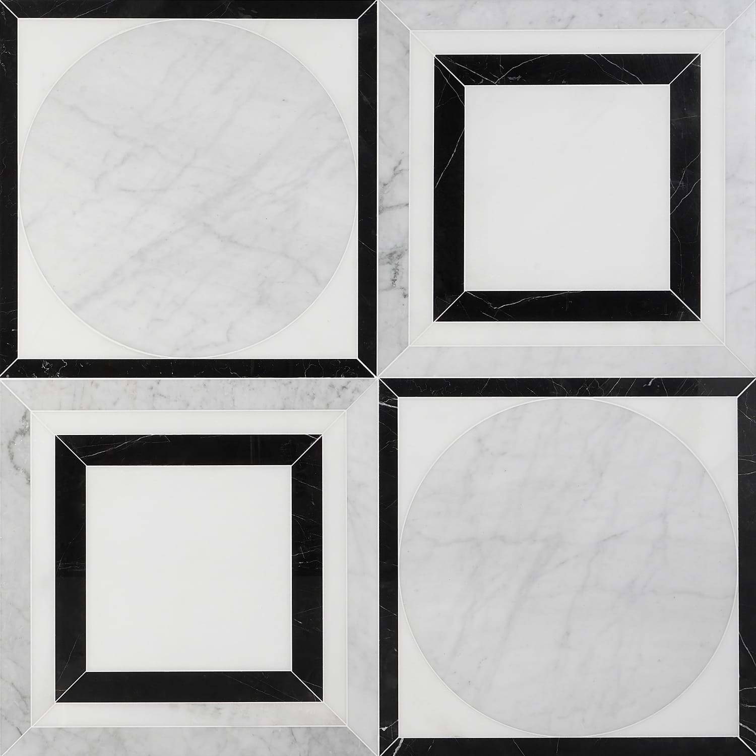 Cadre Ribera Black & White 20x20 Polished Marble Mosaic Tile