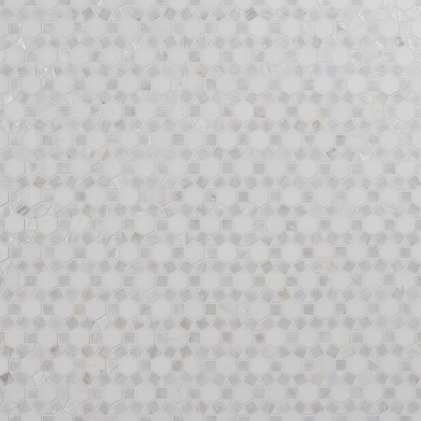 Victoria Pearl & White Thassos Marble Polished Mosaic Tile