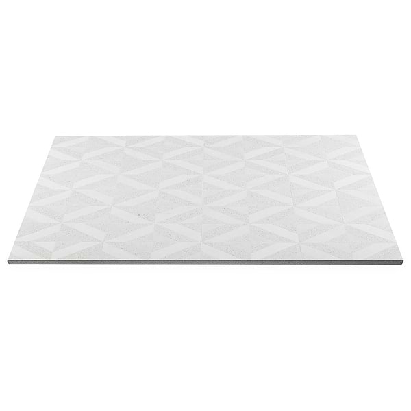Cleopatra Diagonal Salt White Terrazzo and Bianco White Marble Polished Mosaic Tile