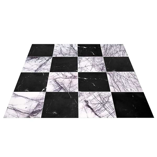 Alterno Black Silk and Lilac 12x12 Honed Marble Checkerboard Tile