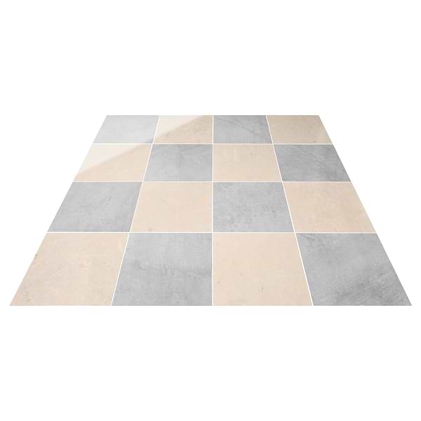 Alterno Earth Gray and Crema Ella Beige 12x12 Polished Marble Checkerboard Tile
