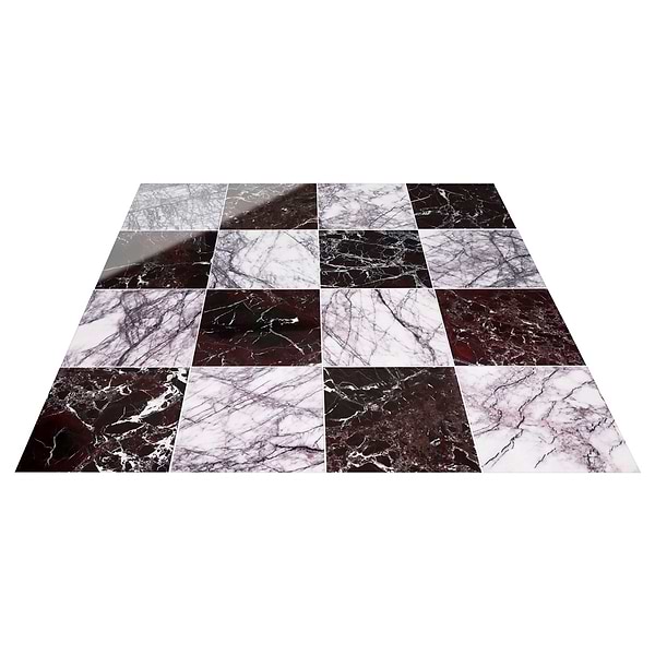Alterno Lilac and Rosso Levanto Red 12x12 Polished Marble Checkerboard Tile