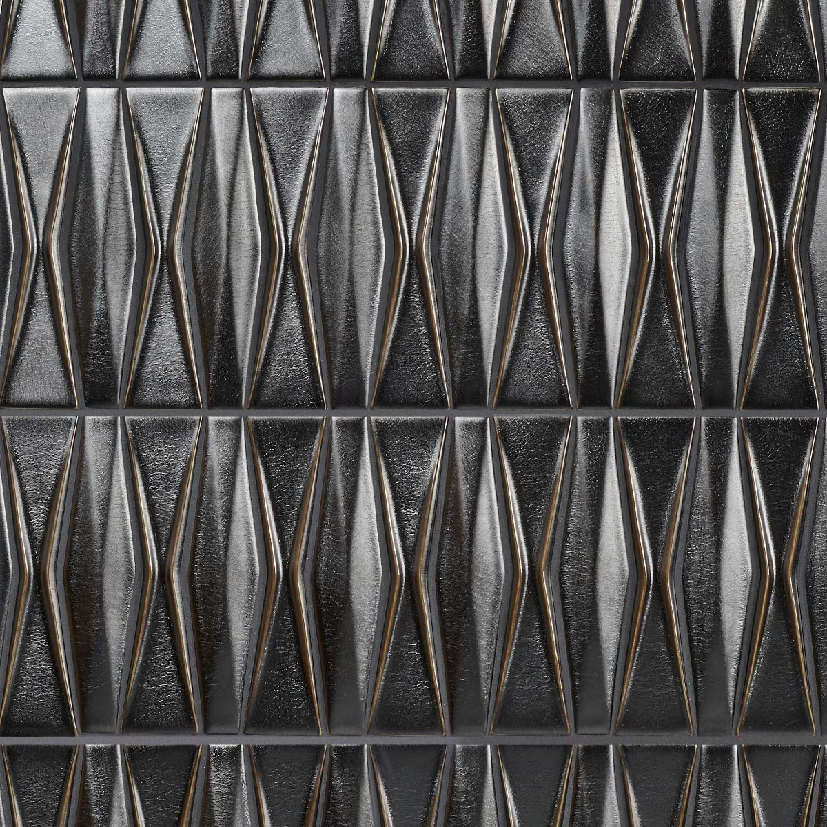 Nabi Harlequin Metallic Gunmetal Gray 2x8 Matte Glass Mosaic Tile