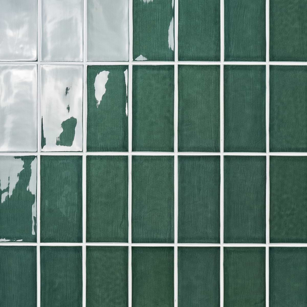 Nabi Subway Deep Emerald Green 4.5x9 Crackled Glossy Glass Tile