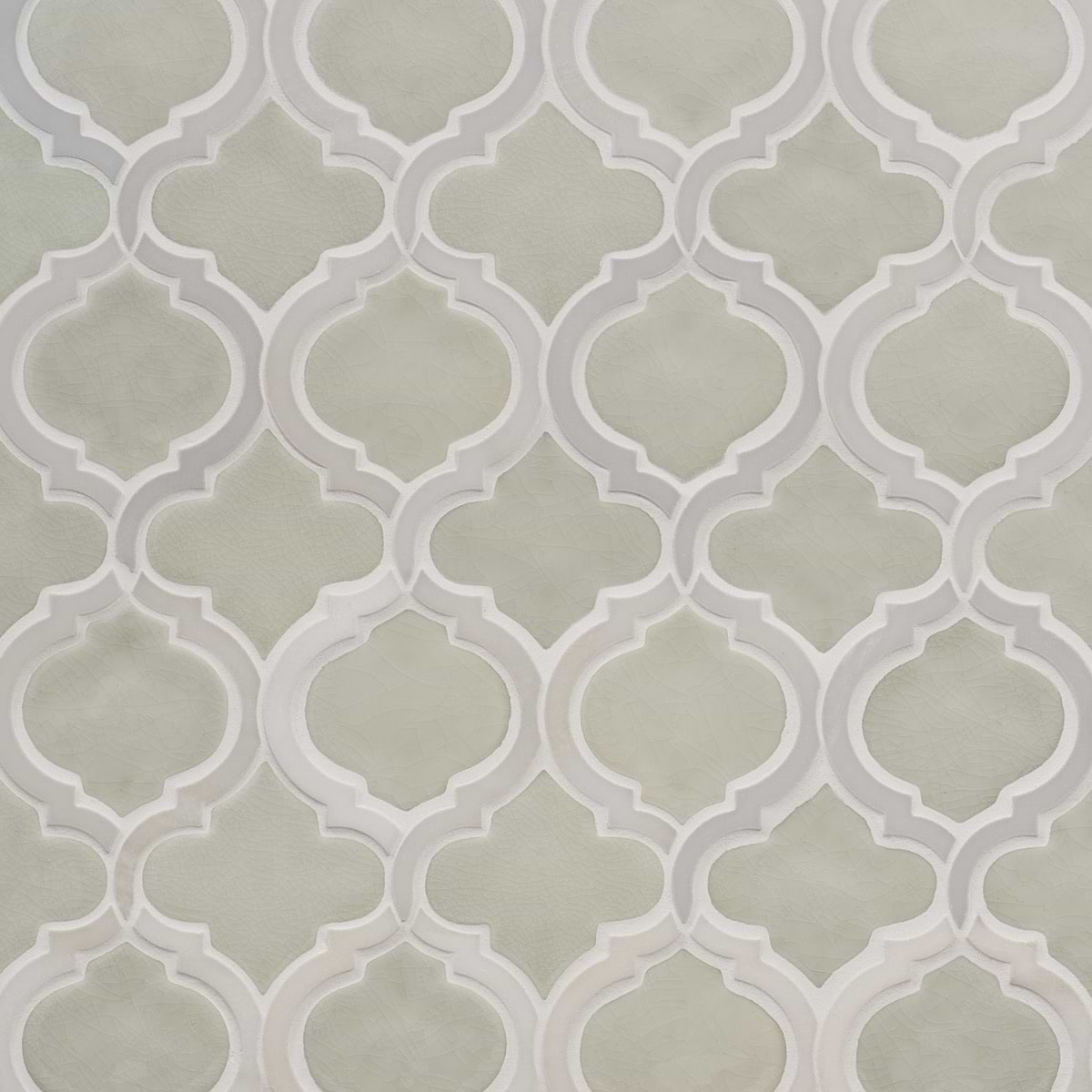 Nabi Arabesque Tundra Gray 4" Crackled Mixed Finish Glass & Marble Mosaic Tile