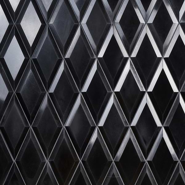 Basque Black Jade 6x12 Beveled Polished Marble Tile