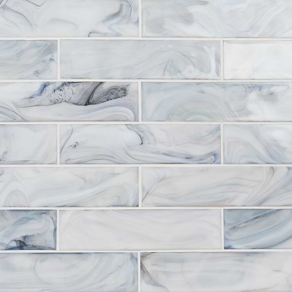 Alisa Night Black & White 3x12 Polished Subway Glass Tile
