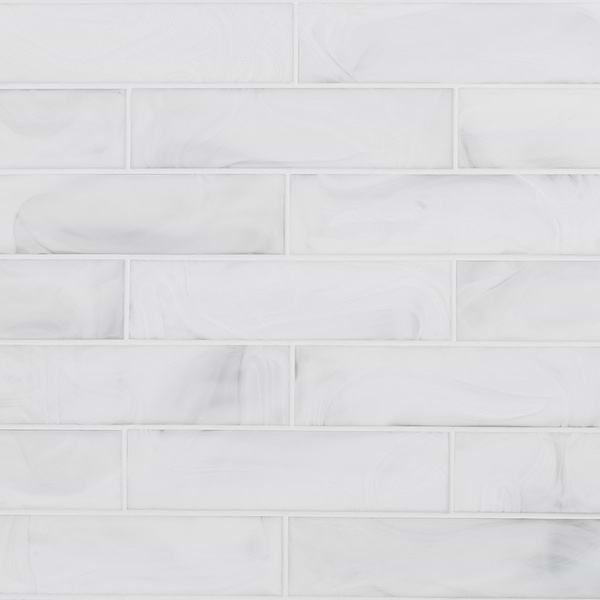 Alisa Cloud White 3x12 Frosted Subway Glass Tile