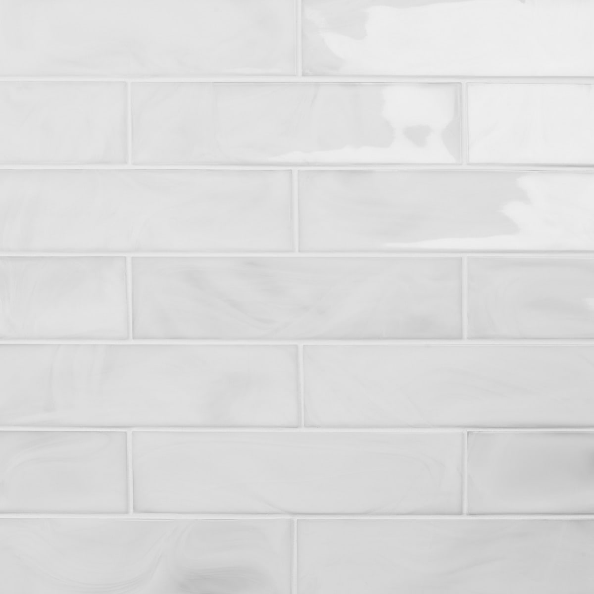 Alisa Cloud White 3x12 Polished Subway Glass Tile