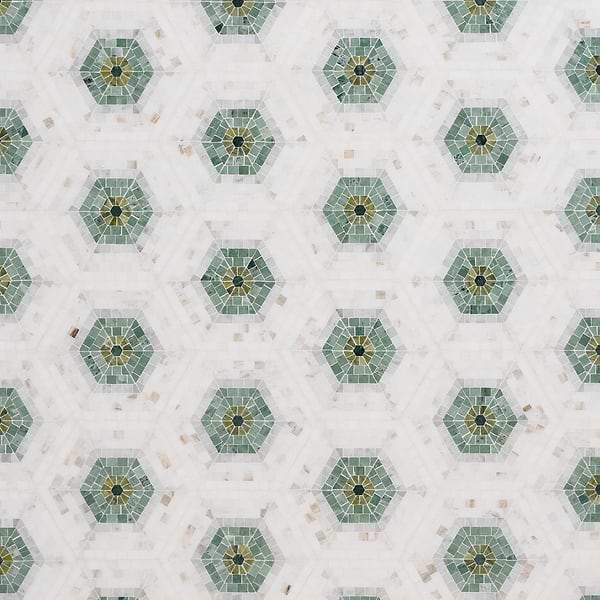 Ako Verde Green 6" Hexagon Marble Micro Mosaic Tile