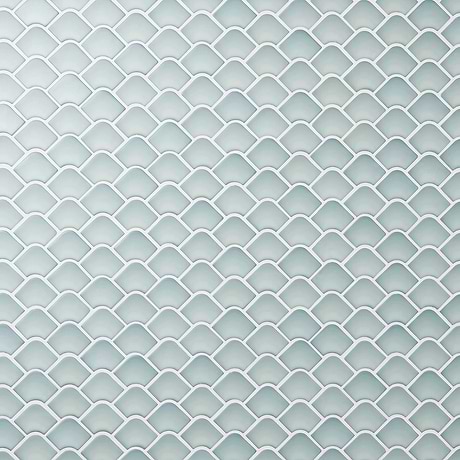 Suki Blue 2x3 Fish Scale Matte Glass Mosaic Tile