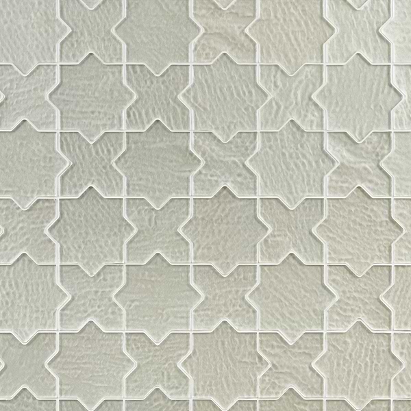 Behati White 4" Star Cross Polished Glass Mosaic Tile