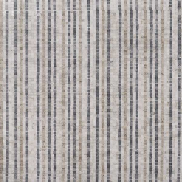Microsaic Lines Cloud Gray Polished Marble Mosaic Tile