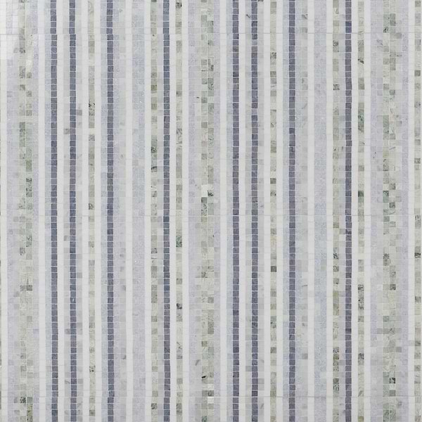 Microsaic Lines Sky Blue Polished Marble Mosaic Tile