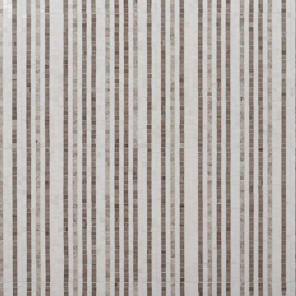 Microsaic Lines Storm Beige Polished Marble Mosaic Tile