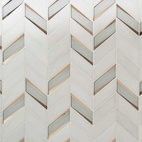 Kasol Golden 2x4 Marble and Mirrored Glass Polished Mosaic Tile