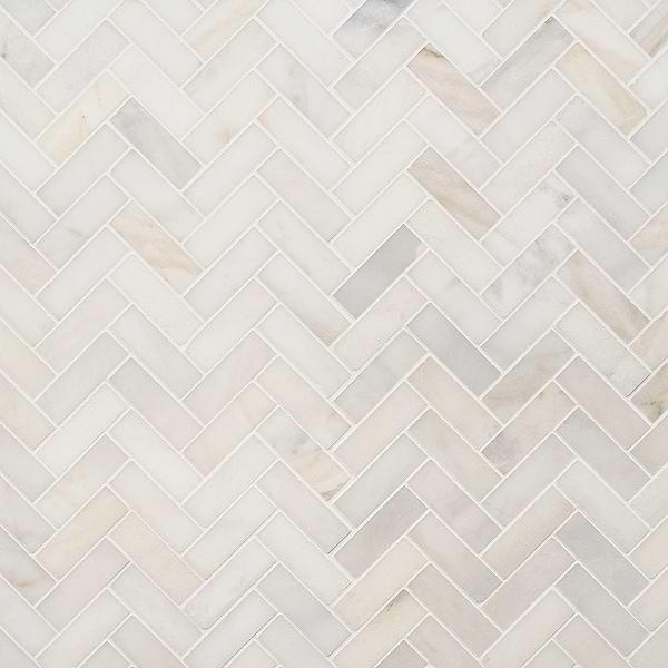 White Jade Harringbone Polished Marble Mosaic 