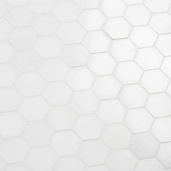 White Thassos 2" Hexagon Marble Polished Mosaic Tile