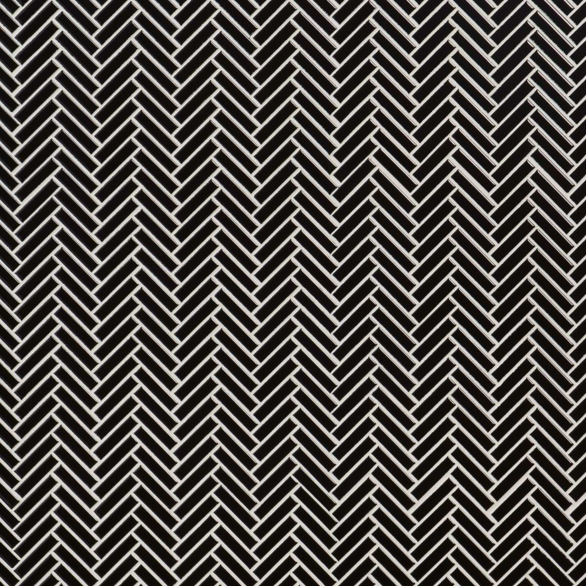 Kai Black 1x2" Herringbone Glossy Porcelain Mosaic Tile