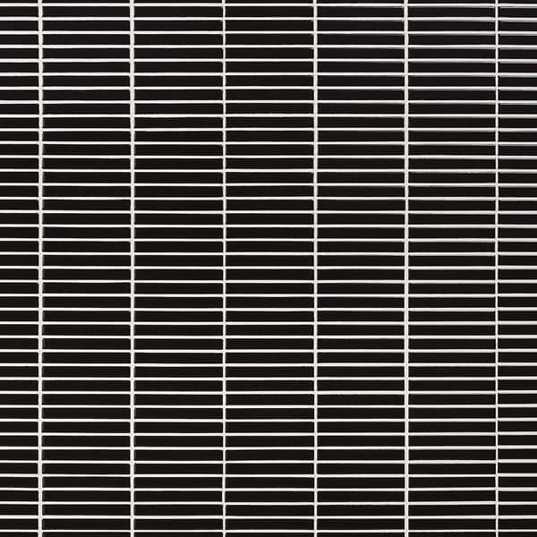 Kai Black 1x4" Tri-Stacked Glossy Porcelain Mosaic Tile