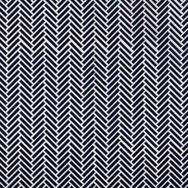 Kai Royal Blue 1x2" Herringbone Crackled Glossy Porcelain Mosaic Tile