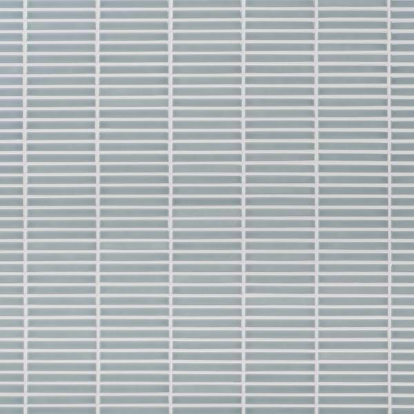 Kai Sky Blue 1x4" Tri-Stacked Glossy Porcelain Mosaic Tile