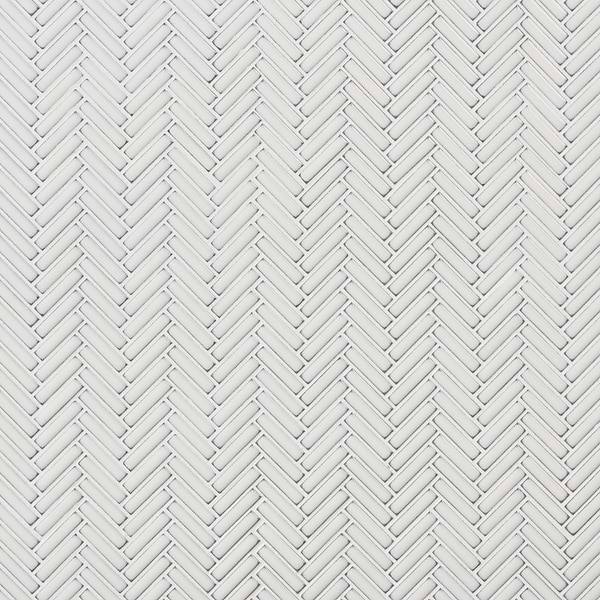 Kai Snow White 1x2" Herringbone Glossy Porcelain Mosaic Tile