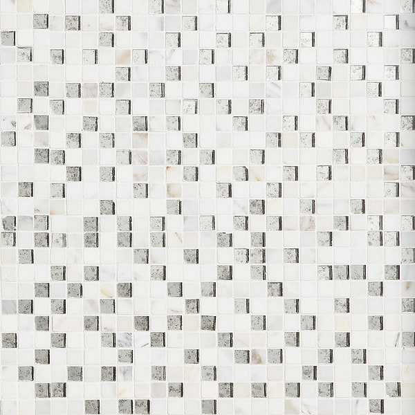 Kelli Ellis Soli White 1x1 Marble & Mirror Polished Mosaic Tile