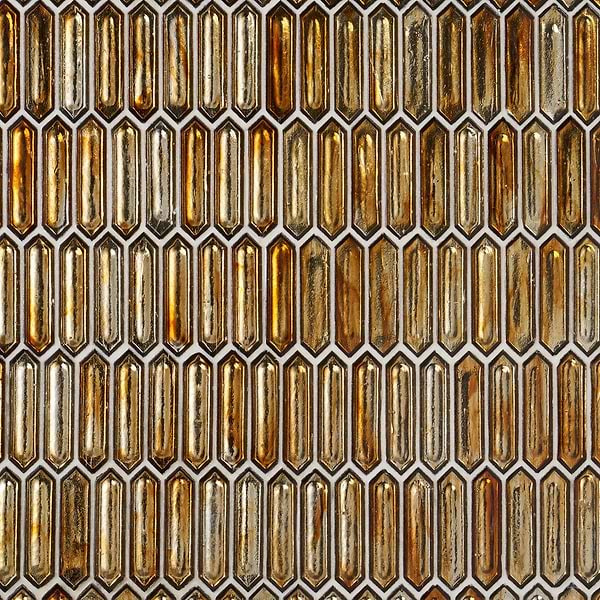 Komorebi Picket Firefly Gold 1x3 Polished Glass Mosaic Tile